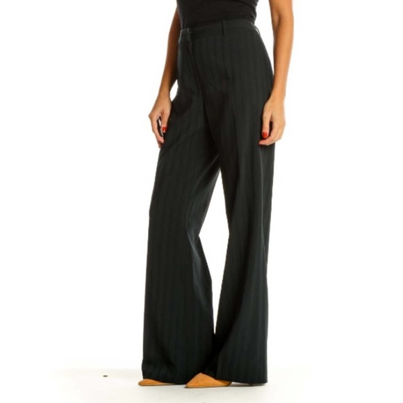 NWT Antonio Melani Black High Rise Pin Striped Trouser Leg Pants - Picture 2 of 7